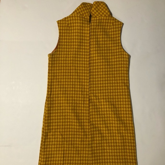 Vintage mod 60s houndstooth dress yellow small - Picture 5 of 7